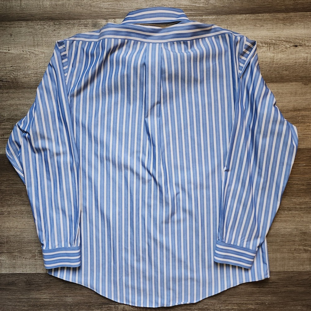 Brooks Brothers Regent Fit Men's XL Blue/White Striped Long Sleeve Button Up... - Picture 9 of 10